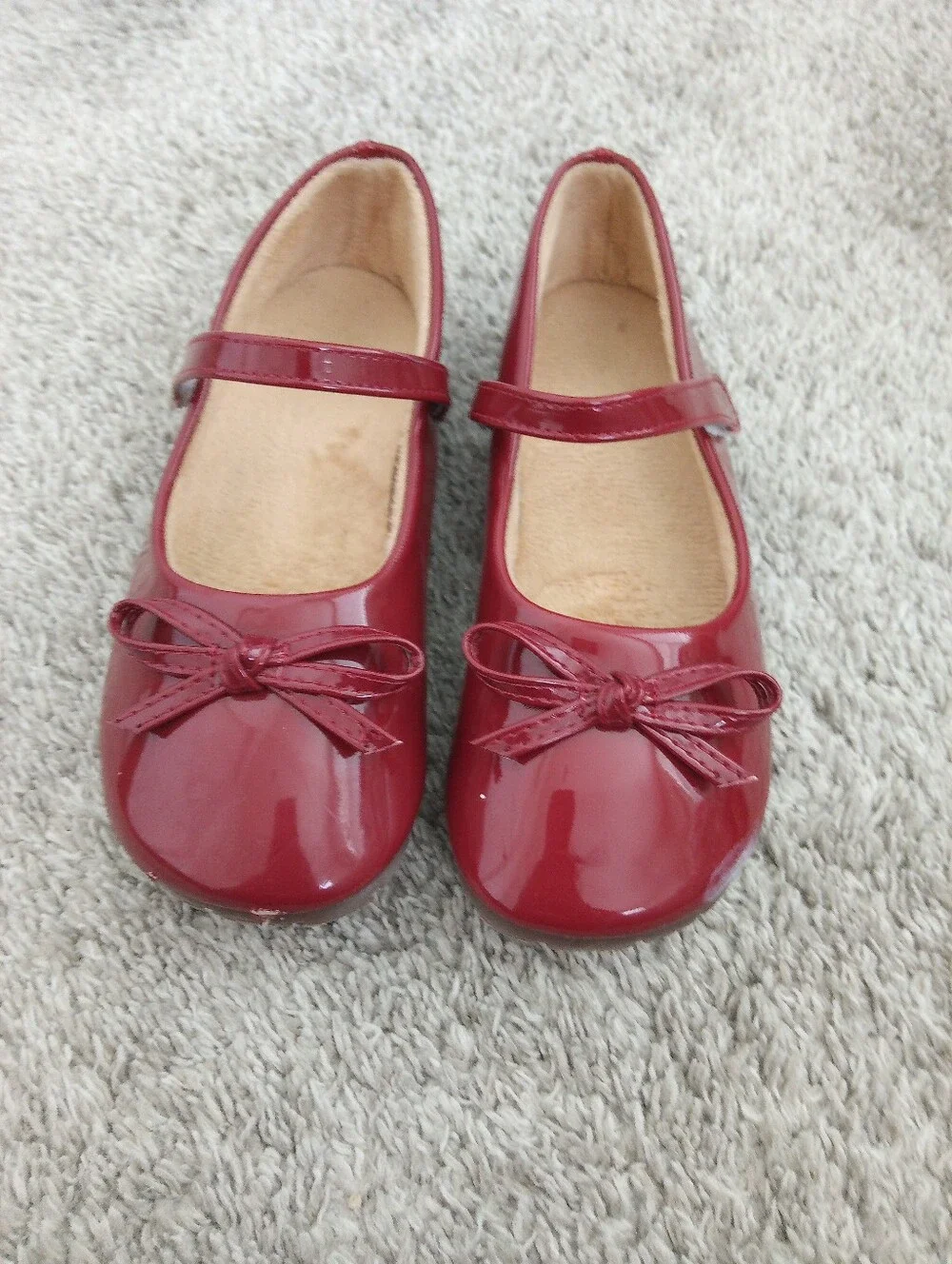 Girls' Red Flat Shoes with Bow - Size:EU 33, US2
